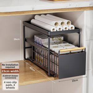 BOENIN | Retractable Spice and Dish Organizer Under Sink Storage Rack