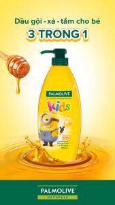 Dầu gội 3 trong 1 Palmolive Kids Minion tắm gội xả toàn thân cho bé từ 3 tuổi hương mật ong dịu nhẹ không kích ứng