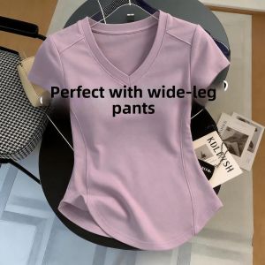 V.C.I | Purple Asymmetric Hem Boned Shoulder T-Shirt Womens