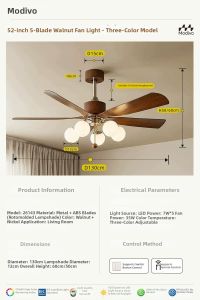 FANCY LAMP CLUB | Modern Antique Style Ceiling Fan Light Full Spectrum Eye-Protective Wooden