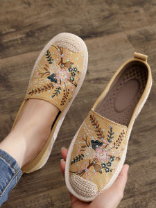 Spring Summer Style Low Top Slip-on Soft Sole Retro National Style Embroidered Womens Cloth Shoes