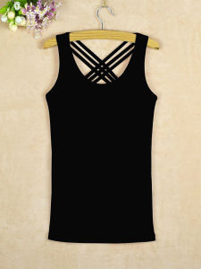 เสื้อกั๊กคอวีเปิดหลังแขนกุดผ้าฝ้ายทรงสลิมฟิตสำหรับผู้หญิง ฤดูใบไม้ร่วง 2022 ทรงหลวม แขนกุด ทรงหลวม แขนกุด