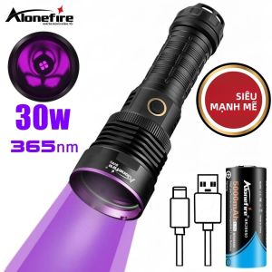 Đèn Pin UV LED 30W 365nm Sạc USB Dùng Phát Hiện Vết Nước Tiểu Nấm Da Vết Bẩn Do Bọ Cạp Tiền Giả Quặng Ánh Sáng Tím