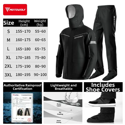 MOTOWOLF | Rainproof Waterproof Rain Suit for Motorcycle Riding