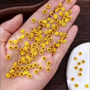 50/100Pcs 3D Mini Sunflower Nail Charms 4mm Cute Yellow Resin Daisy Flower Nail Art Decorations DIY Summer Manicure Accessories