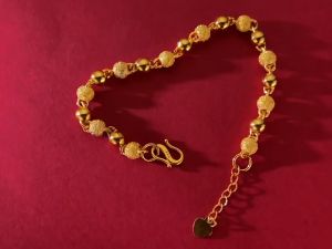Original pawnable bracelet pure 999 24k saudi gold nasasangla matte transfer beads womens wedding jewelry