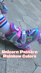 ยูนิคอร์นเด็กเล่นสเก็ตน้ำแข็งเล่นสเก็ตน้ำแข็ง รองเท้าโรลเลอร์แบบปรับได้พร้อมล้อเรืองแสงสําหรับของขวัญวันเกิดที่ดีที่สุดและของขวัญปีใหม่