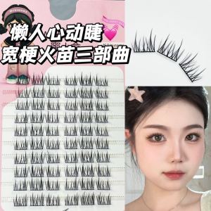 Fried Daily ~ Bean Bag Wide Stem Double Cluster Small Flames 10 Rows Fake Eyelashes Large Capacity Photogenic Nature Fake Plain Daily