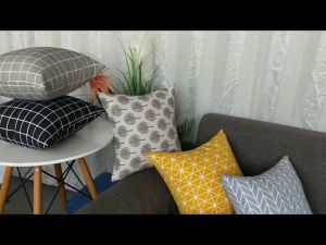 Cushion Cover,Square Nordic Geometric Floral Printed Linen Soft Comfortable and Durability Easy to Clean with Invisible Zipper Breathable and Hypoallergenic for Home Decorative Pillowcover Pillow Case