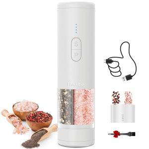 Rechargeable Pepper Grinder LED Light Adjustable Coarseness Designed for One-Handed Cooking Suitable for Home and Kitchen