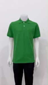 🚛🇹🇭เสื้อโปโลชายสีเขียวสบายๆ แขนสั้น ผ้าคอตตอนผสม ปิดกระดุม สำหรับใส่ทำงานและใส่ลำลอง