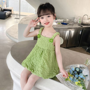 Fashionable Summer Strap Dress for Girls Baby Girls Sweet Princess Skirt Childrens Clothing Cotton Fabric Korean Style A-Line Skirt