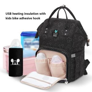 Disney Baby Changing Bag Multifunctional Baby Diaper Bag Mommy Travel Baby Care Storage Equipment Free 1 Pair of Hooks+Teether