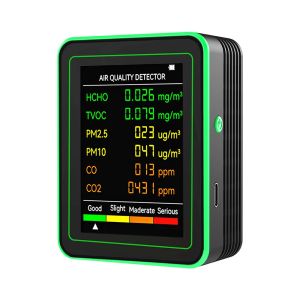 6 in 1 Air Quality Monitor PM2.5 CO2 TVOC Monitor Air Quality Detector Formaldehyde Detector