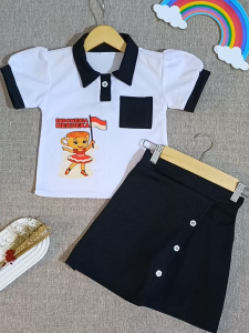 Setelan Rokcela Anak Perempuan / Setelan Ballerina Kemerdekaan / Setelan Baju 17 Agustus 1-6 Tahun
