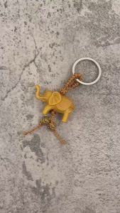 10ชิ้น พวงกุญแจช้างแกะสลักไม้สไตล์วินเทจ พวงกุญแจสัตว์นำโชคแห่งความมั่งคั่ง จี้ห้อยรถยนต์ งานฝีมือ DIY แฮนด์เมด