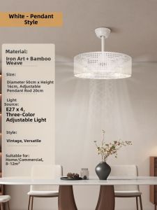 DENGMEIYOUPIN | Minimalist Style Fan Ceiling Light with 6-Speed Remote Control Silent Strong Wind