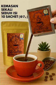 7g ( ISI 10 SACHET ) KOPI HITAM BUBUK GS PREMIUM – KOPI HITAM PREMIUM QUALITY – KOPI HITAM PREMIUM