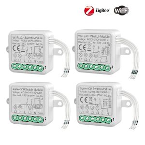 Mô-đun Công Tắc Thông Minh WiFi Zigbee Cầu Dao Điện 1/2/3/4 Gang Điều Khiển Bằng Ứng Dụng Tuya Tương Thích Với Alexa Cho Hệ Thống Chiếu Sáng Thông Minh