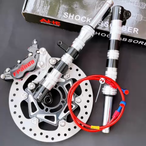 Combo NhưHình<< Phuộc Sirius Đen+ Heo Fando Đen Chữ Đỏ+ Đĩa Gắn Mâm 4 Lỗ Size 260mm+ Dây Dầu Trước Đỏ+ Pát Sirius 260mm+ 10 Ốc Salaya.Gắn Như Zin Lun Nhé Ae!!