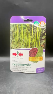 [ ผักซอง ]ศรแดง ถั่วฝักยาว เขียวดกพลัส หมดอายุ 07/01/2570  ติดฝักดก ฝักสีเขียวสด เนื้อแน่น ทนโรคไวรัส อายุเก็บเกี่ยว 45 วัน