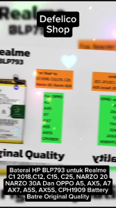 BATERAI OPPO REALME C11 RMX2185 C12 C15 RMX2180 C25 NARZO 20 30A BATRE BATRAI HP BLP793 BLP 793 ORI