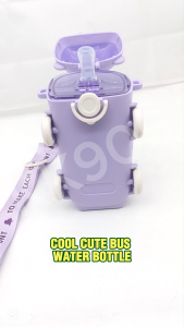 Adorable Bus w/ Wheels Water Bottle with Lock Lid & Free Stickers