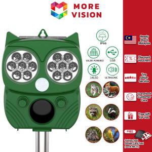 Ultrasonic Animal Control Solar Powered PIR Sensor Pest Bird Repeller Mouse Cat Dog Chaser Garden Deterrent Outdoor Yard