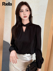 Puella Long Sleeve Satin Feel Professional Commuter Shirt Womens Design Winter Business Shirt Straight Cut Korean Style