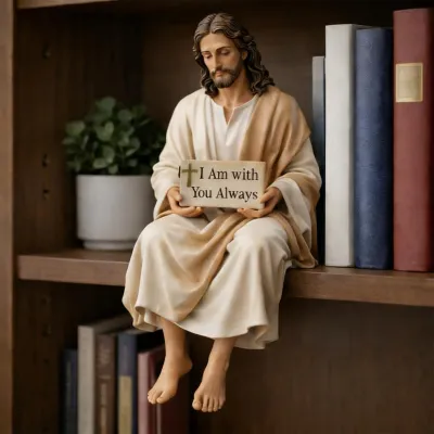 Resin Jesus Figurine Resin Spiritual Inspirational Hand Painted Statue Religious Memorial Figurine for Prayer Birthday Party