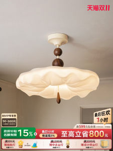 Creative Artistic New Chinese Style Bedroom Lamp Wood Ceiling Light Study Room Main Bedroom Absorption Top Light Iron Body Acrylic Lampshade