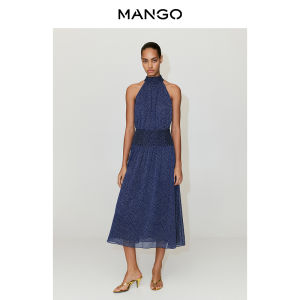 Mango | Halter A-line Polka Dot Chiffon Dress