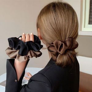 Korean Fashion Woman Elegant Silk Elastics Hair Band Solid Color Scrunchies Hair Ties Ladies Ponytail Hold Hair Accessories