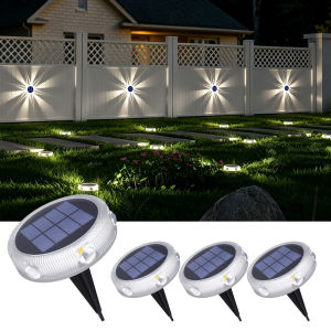 Bộ 4 Đèn Năng Lượng Mặt Trời Chống Nước IP68 Lắp Đặt Kép Bằng Băng Dính & Vít Tự Động Bật/tắt Đèn LED Trang Trí Sân Vườn Bậc Thang Cảnh Quan