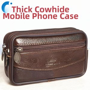 MENGMIAN | Mens Leather Belt Phone Wallet Case for Seniors with Glasses and Key Holder