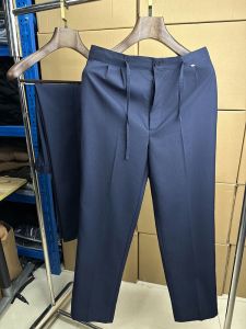 กางเกงทำงานชาย ทรงตรง บาง ฤดูใบไม้ผลิและฤดูร้อน กางเกงขายาวสีน้ำเงินเข้ม ไม่มีกระเป๋า ไม่มีความยืดหยุ่น กางเกงขายาว C06