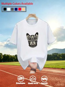 HEAD | Men O‑Neck Short Sleeve T‑Shirt Steampunk Bulldog Dog Art Graphic Print Casual Loose Summer Multi‑Color Available Tee Tops