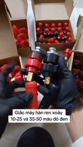 Bộ giắc máy hàn ren xoáy 10-25 và 35-50 siêu bền chống move không bị tụt dây màu đỏ đen