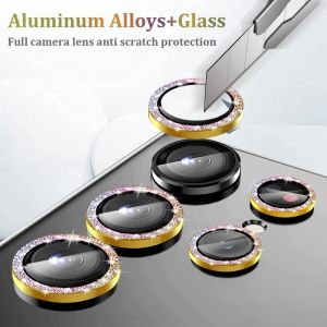 For Samsung Galaxy S22 S23 S24 Ultra Plus Shiny Rear Camera Tempered Glass Lens Metal Protection Ring