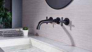 Modern Cross Handle Wall Mounted Brass Concealed Dual Handle Rotatable Bathroom Sink Tap Basin Faucet