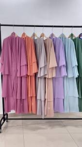 Middle East Dubai Turkey abaya Three-Layer Stitching Design Solid Color Long Dress Robe Womens Clothing  MSL1+
