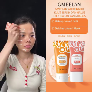 GMEELAN 3PCS Kits Gluta Whitening Day Cream Night Cream Pemutih 30g*2+ Orange Exfoliating Gel 1 Menit 50g*1