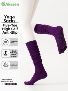 Acalen | Non-slip Womens Yoga Pilates Socks Five-toed High Calf