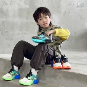 NBGAGA | Fashion Leather Casual Sneakers For Kids Boys Anti-Slip Student Comfortable Walking Outdoor Lightweight Sport Running Shoes