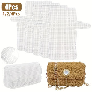 1-4Pcs Plastic Mesh Canvas Sheets Clear Plastic Mesh Sheets Blank Needlepoint Canvas Embroidery Tools for DIY Crochet Bag Making