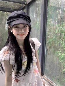 BILLI ZILLY | Japanese Style Linen Folded Cloud Beret Hat Women Summer Thin Breathable Large Size Face Slimming Artist Cap Black Newsboy Hat