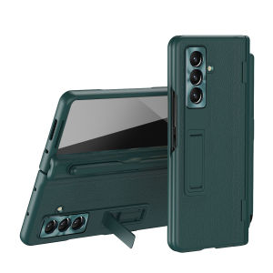 szhaiyu | Premium Leather pattern Bracket Case For Samsung Galaxy Z Fold 8 Ultra With Pen With Hinge protector Hard Folding Case