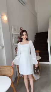 เดรสดึงยางชีฟอง สายหวานห้ามพลาด กระเป๋าเทียวเนื้อผ้า เนื้อเท่าเสียง 32-36” x 26-30” สะพากสองซม. 34” เขียว/ชมพู/ขาว/เทาอมฟ้า/ดำ/แดง