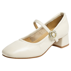 Reddragonfly | Leather Mary Jane Pumps Soft Bottom Chunky Heels
