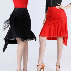 Ladies mới điệu nhảy Latin rìa nửa váy cao cấp dập nóng kim cương giữa váy khiêu vũ Rumba CHA khiêu vũ hình vuông chân Váy Múa